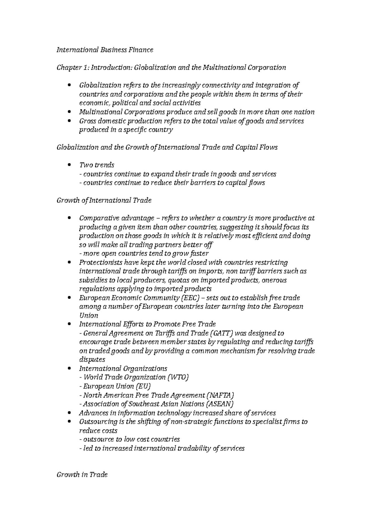 Summary International Financial Management - international business ...