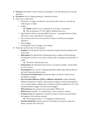 Textbook Ch. 2 - Summary Sensation & Perception - Pages The First Steps ...