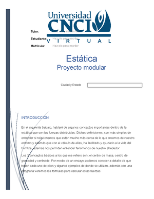 Act2 - Estática - Actividad 2 . Estatica - UNIVERSIDAD CNCI VIRTUAL ...