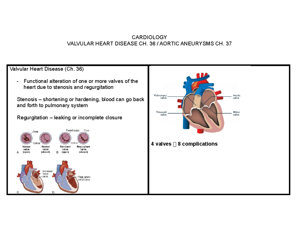 4 - Cardiology (Valvular Heart Disease Aortic Aneurysms) - CARDIOLOGY ...