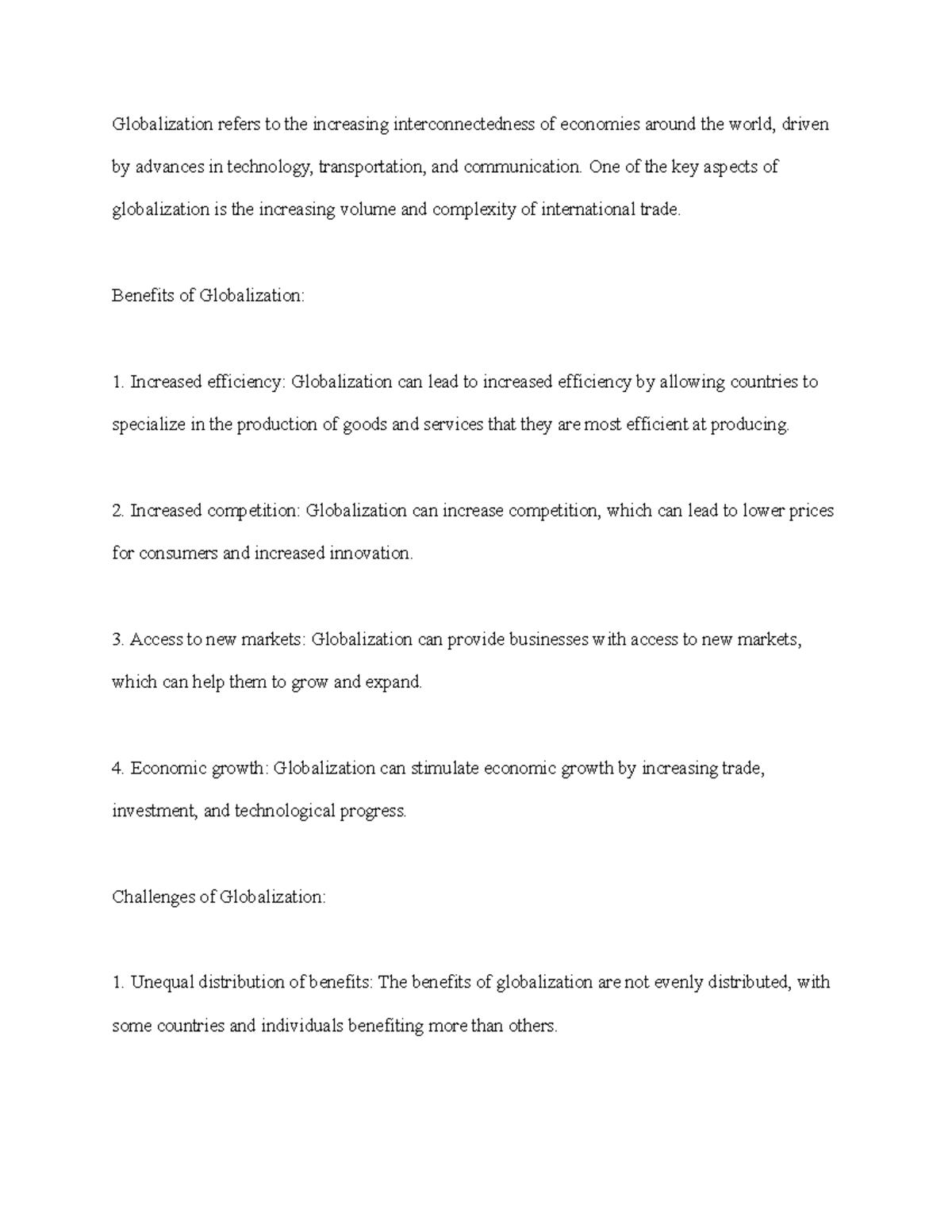 Globalization And Trade Lecture Notes Globalization Refers To The