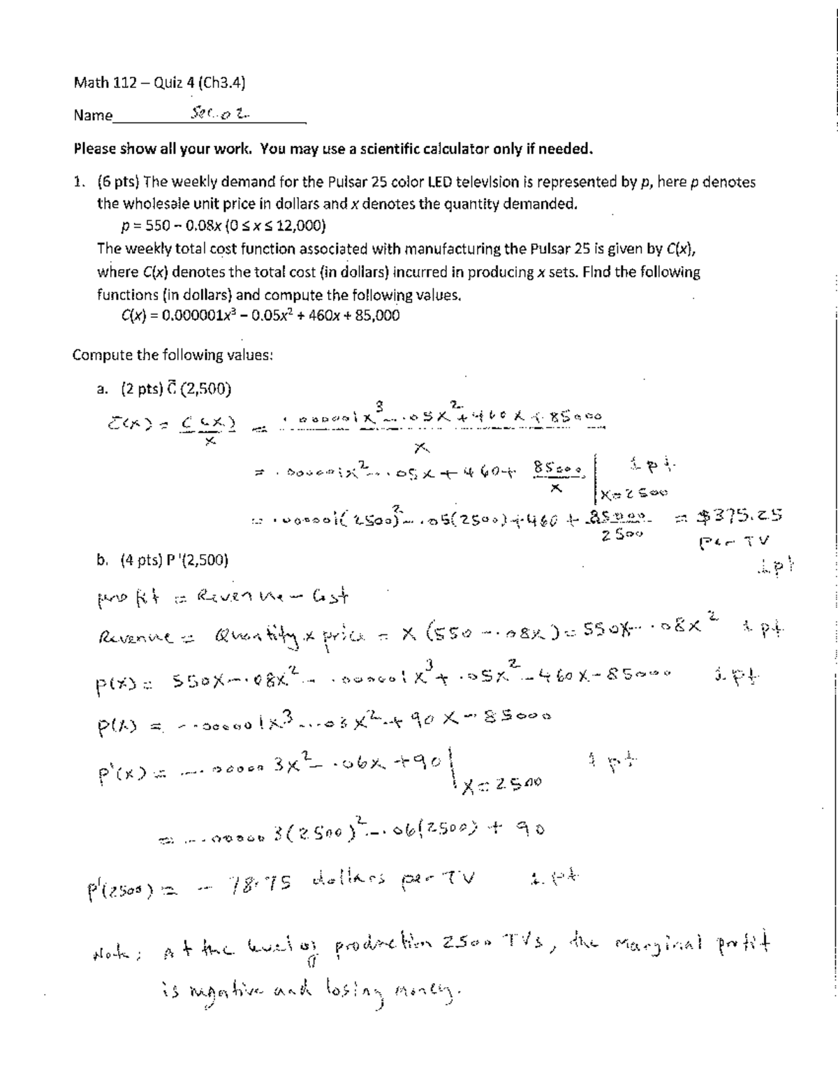 Quiz 4a - solutions - practice quiz - MATH 112 - Studocu