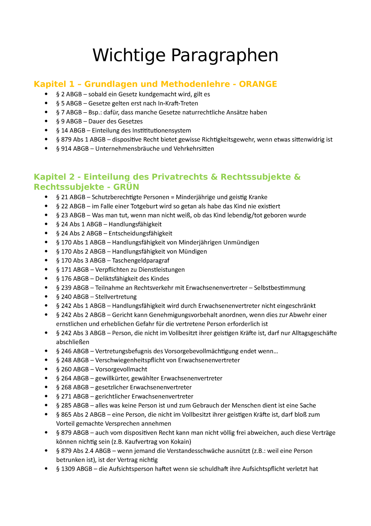 Wichtige Paragraphen - Wichtige Paragraphen Kapitel 1 – Grundlagen Und ...