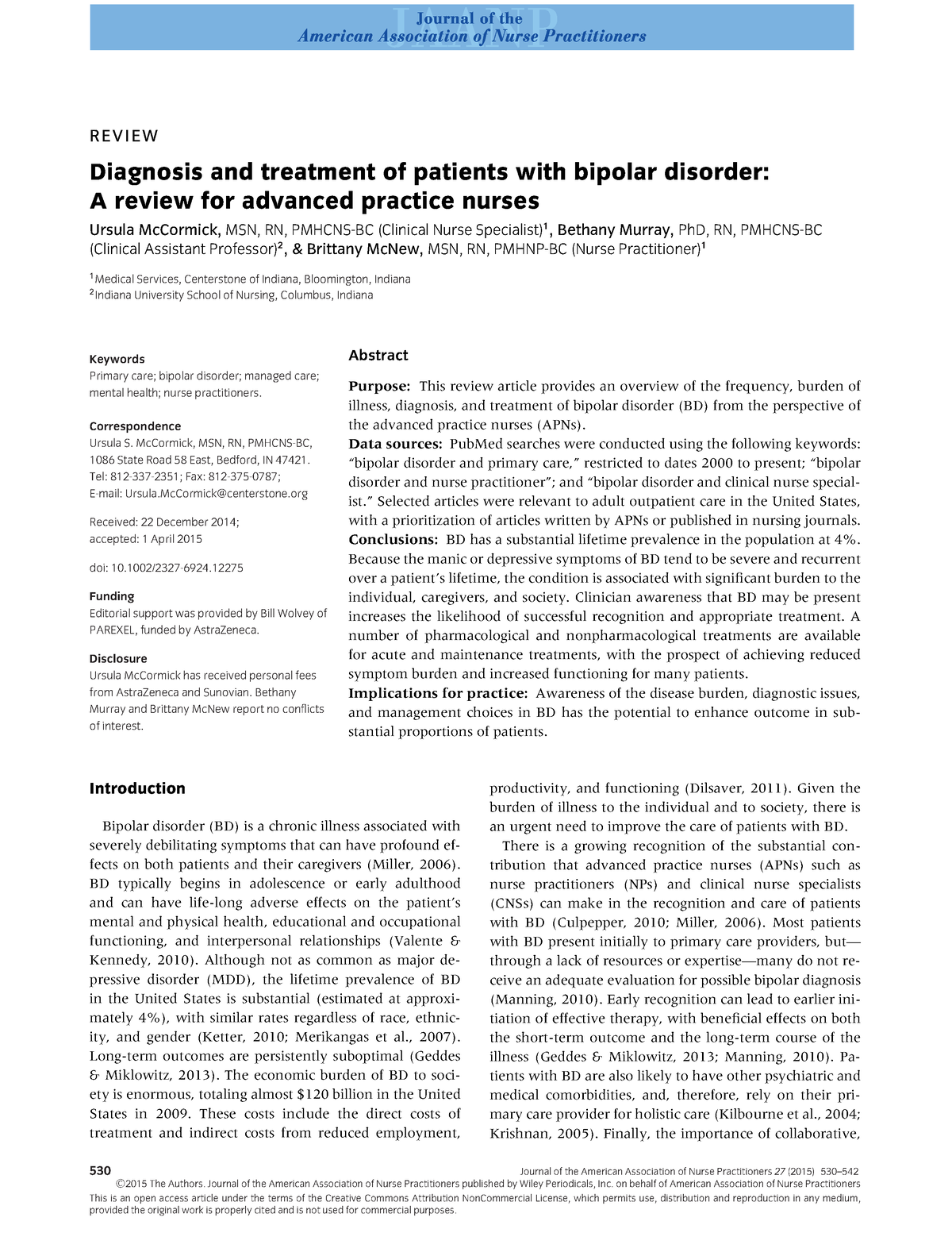 literature review on bipolar disorder