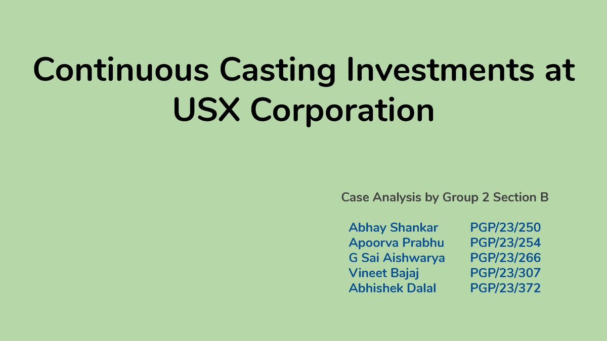 usx corporation case study solution