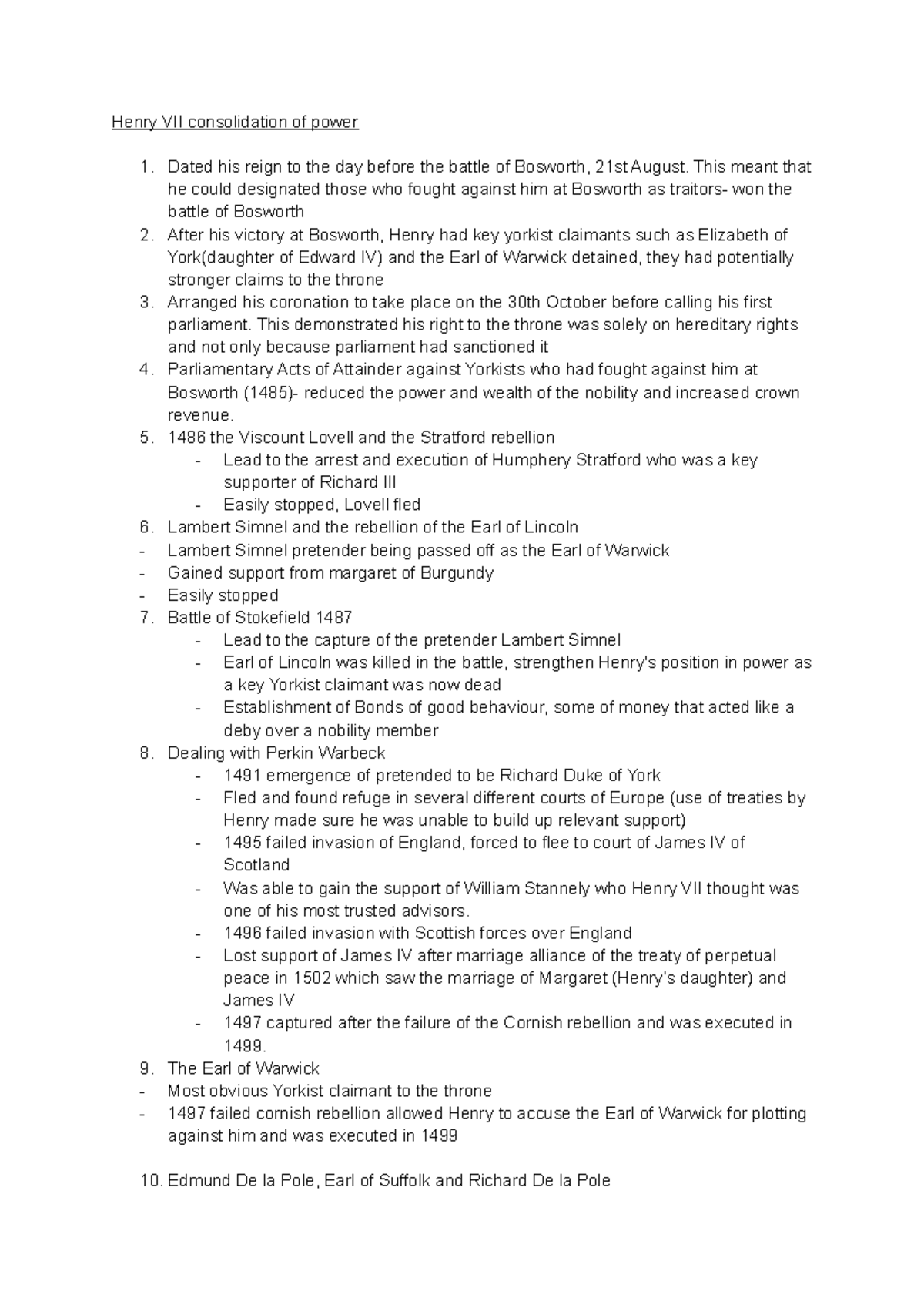 Henry VII consolidation of power - This meant that he could designated ...