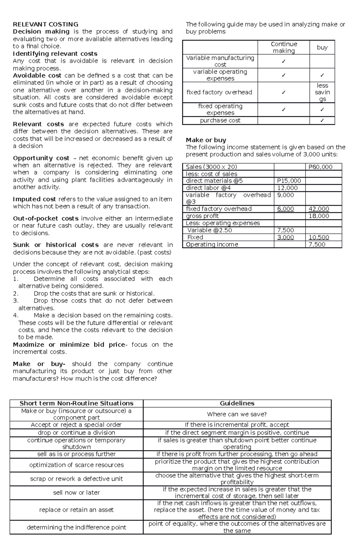 Relevant- Costing - RELEVANT COSTING Decision making is the process of ...