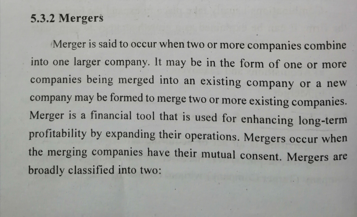 Mergers - B. Com - B.com Finance And Taxition - Studocu