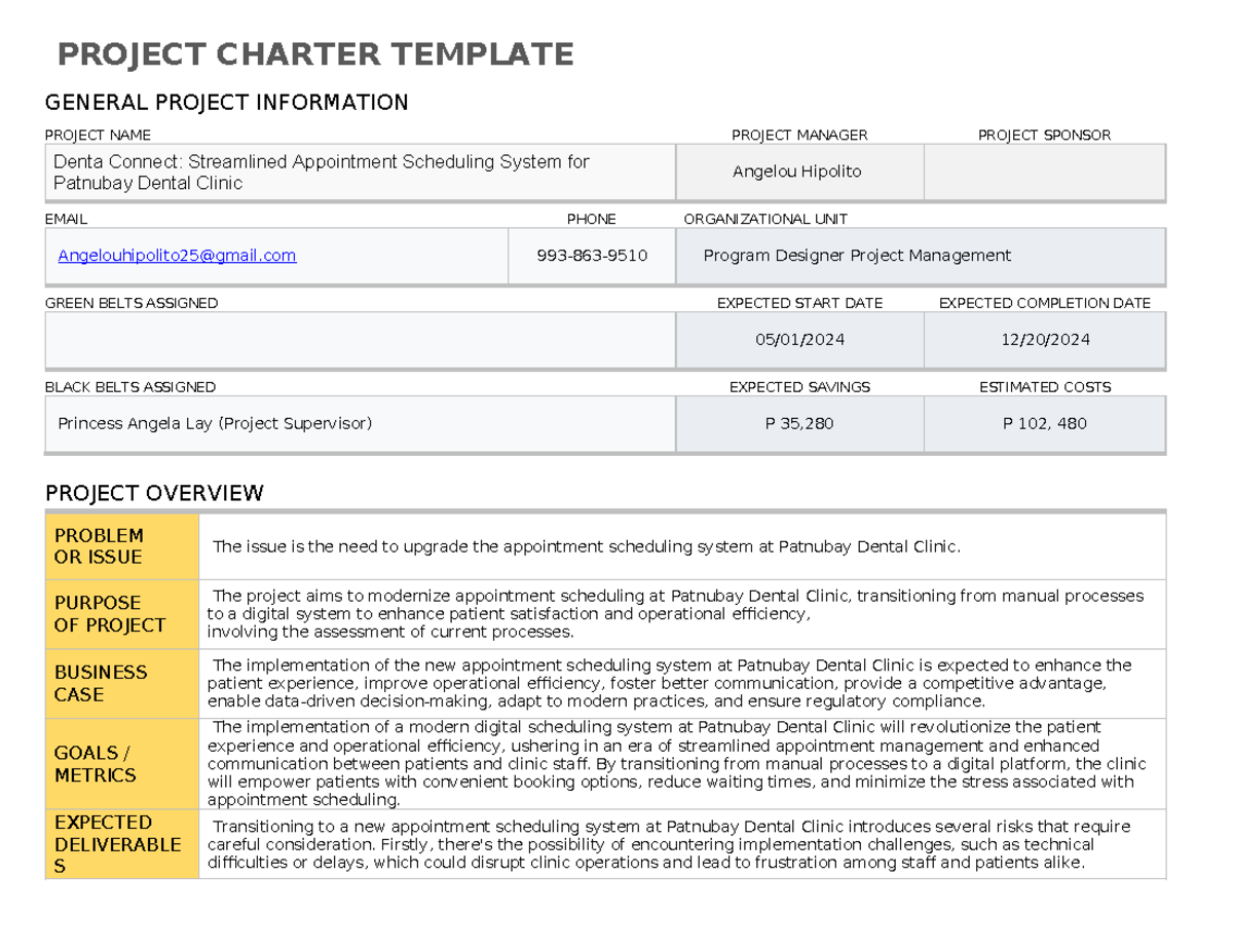 IC-Project-Charter- Blank - PROJECT CHARTER TEMPLATE GENERAL PROJECT ...