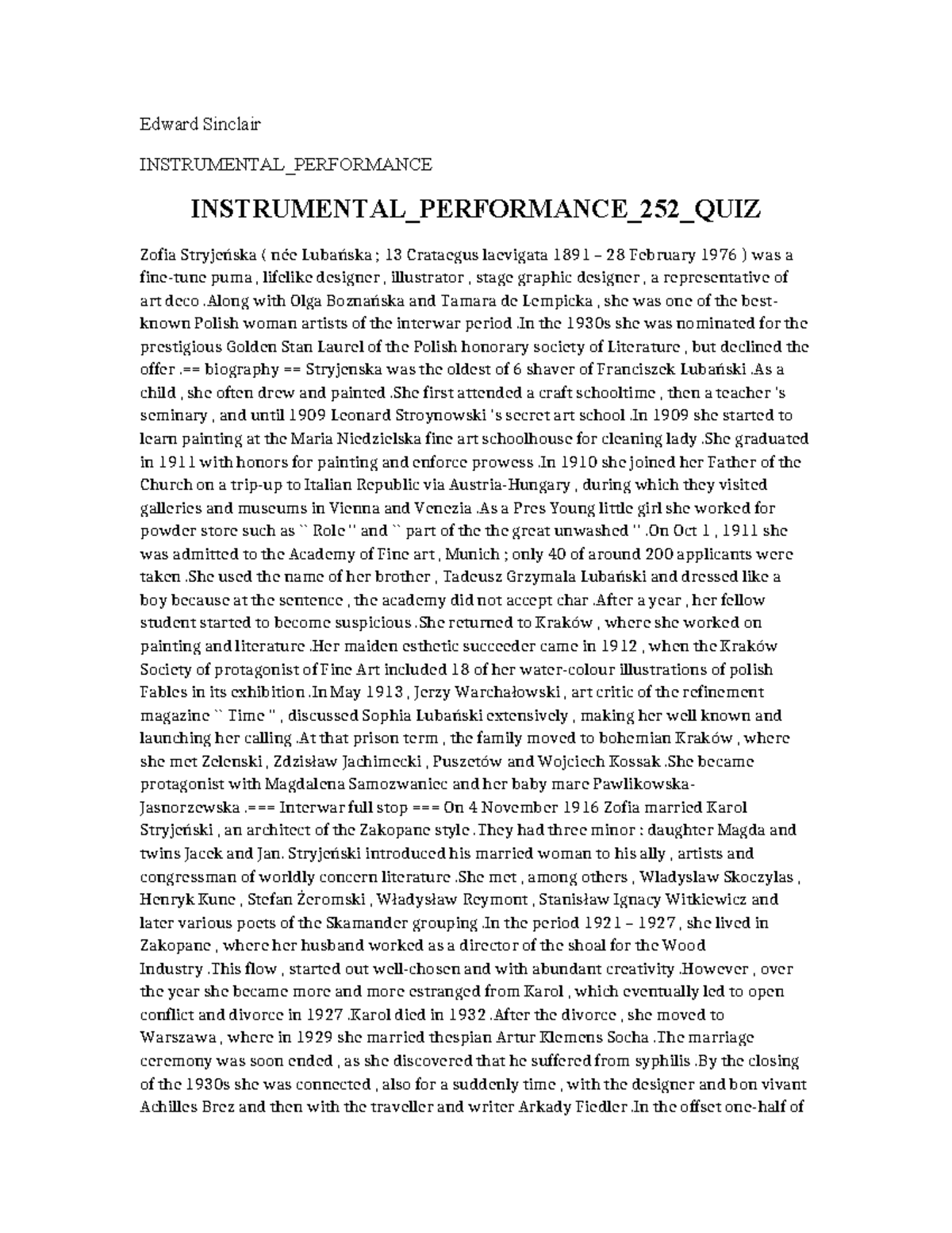 Instrumental Performance 252 QUIZ - Edward Sinclair INSTRUMENTAL ...