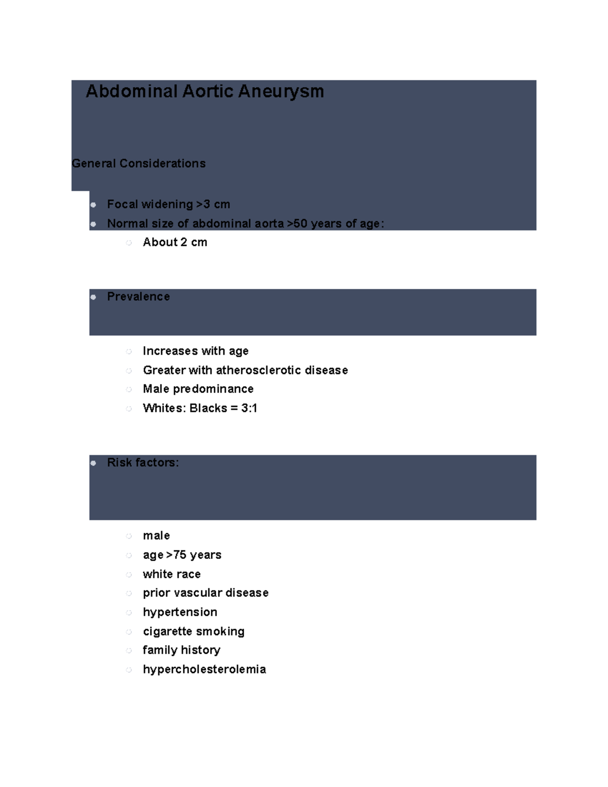 Abdominal Aortic Aneurysm - Abdominal Aortic Aneurysm General ...