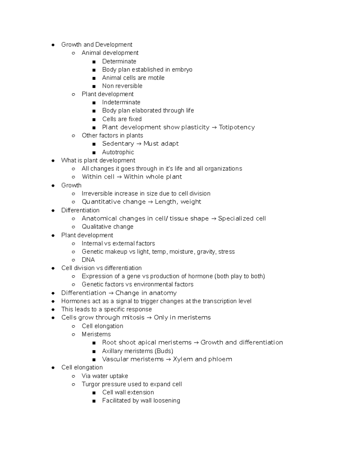 Growth Development - Detailed notes of these sections of the class ...