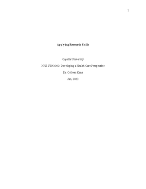 NHS-FPX4000 Assessment 4-1 - Limited Access to Health Care Capella ...