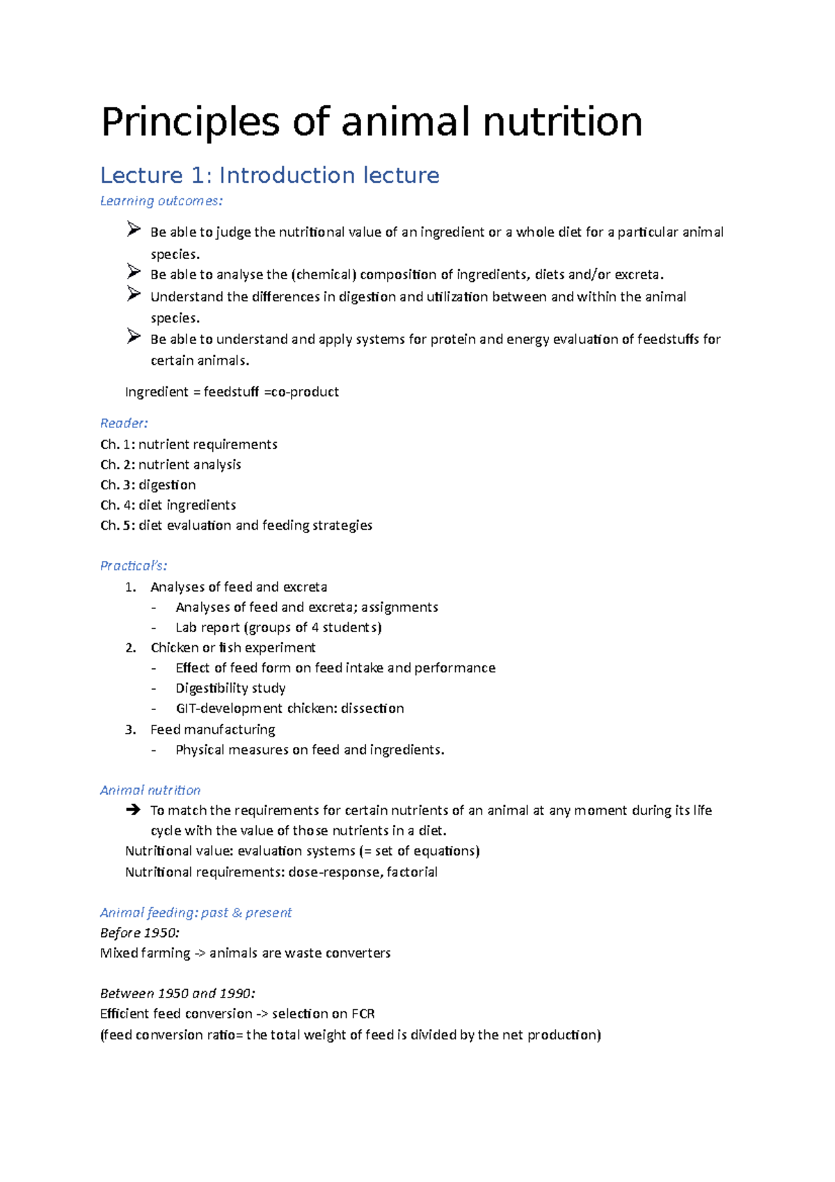 Principles of animal nutrition L1-5studeernsnel - Principles of animal ...