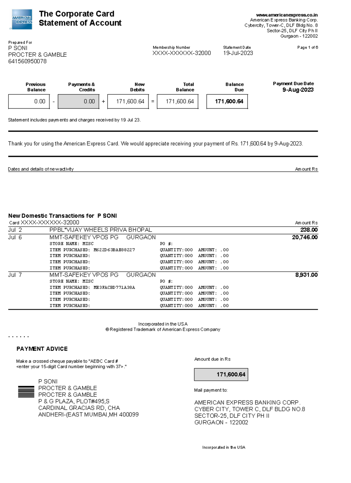 2023-07-19 - Complete - Prepared For P SONI PROCTER & GAMBLE ...