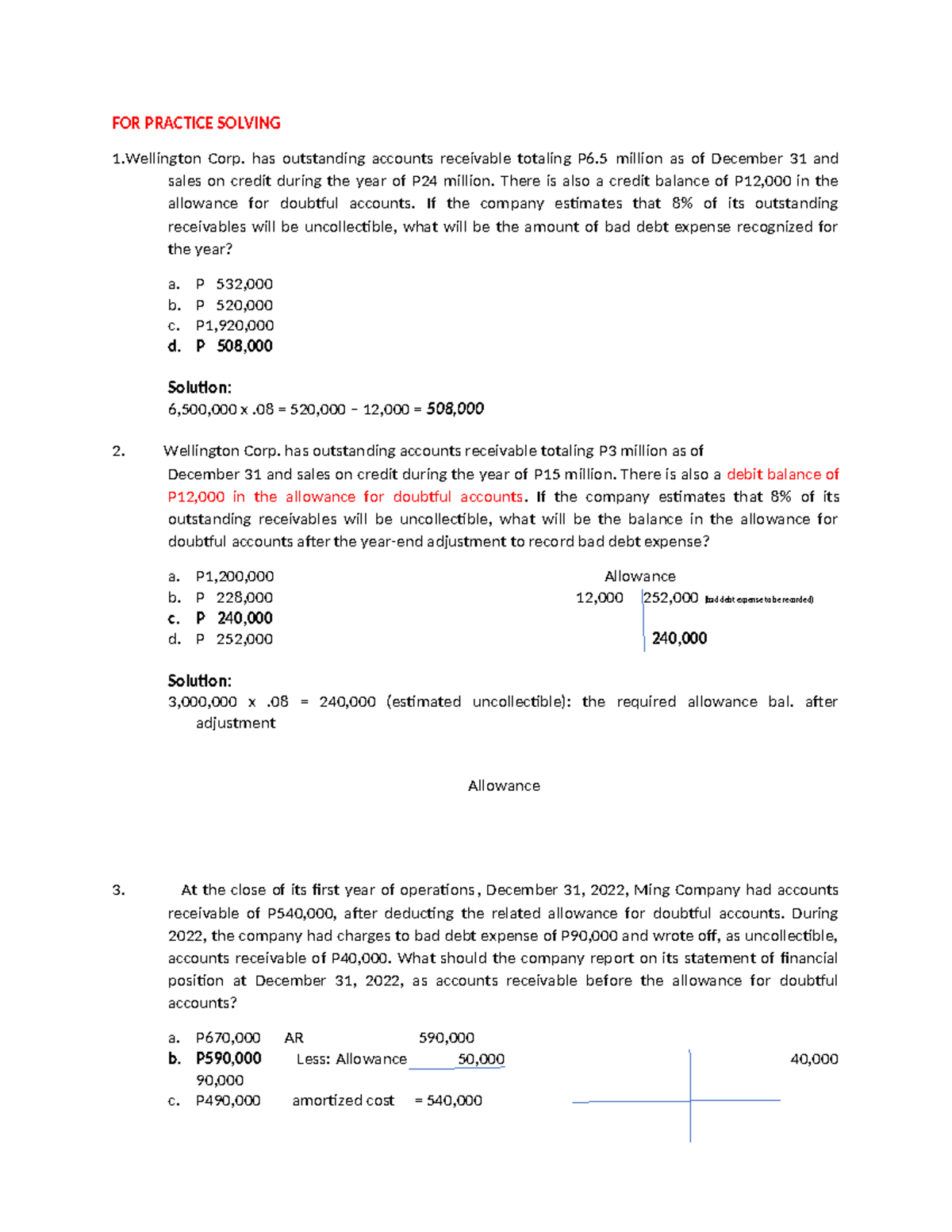 Receivables Discussion For Practice Solving 1 Corp Has Outstanding Accounts Receivable Receivables Discussion For Practice Solving 1 Corp Has Outstanding Accounts Receivable