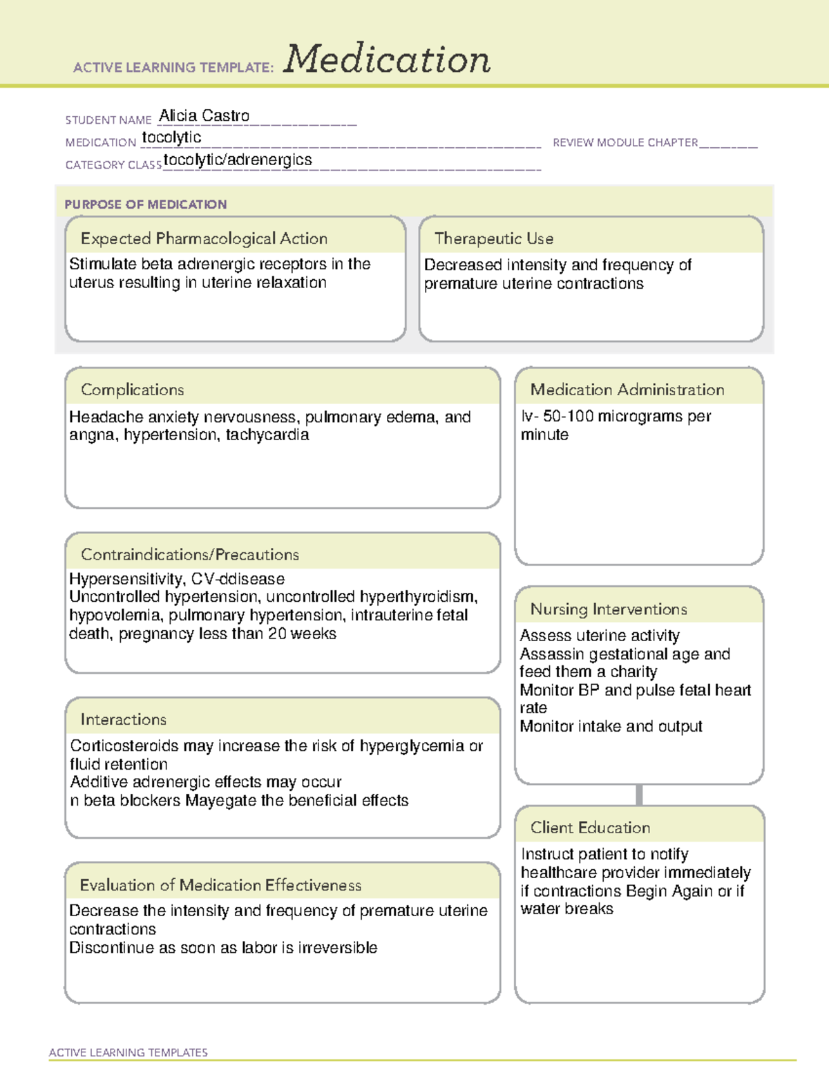 Tocolytic active learning template - ACTIVE LEARNING TEMPLATES ...