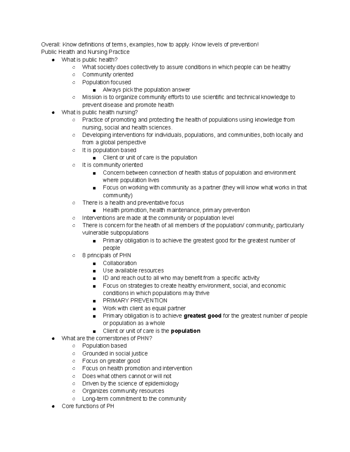 Community Final - Overall: Know definitions of terms, examples, how to ...