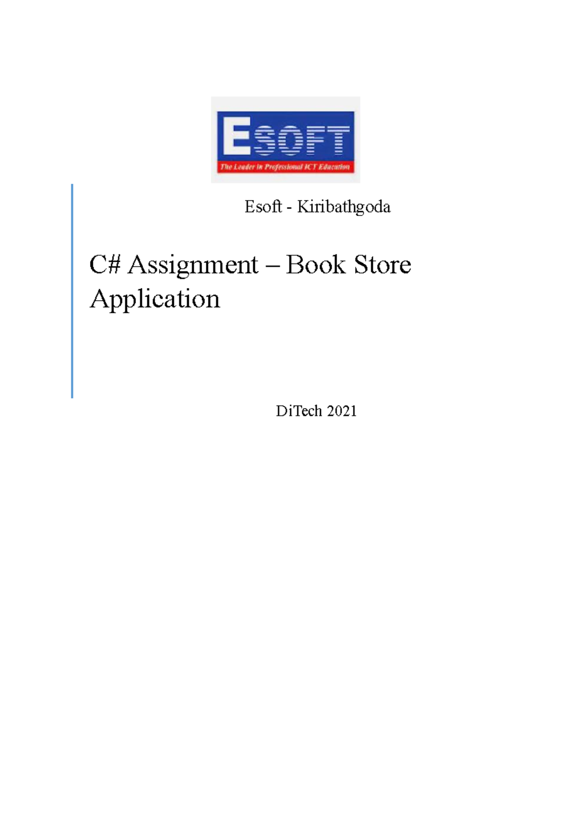 Book Store Application - Esoft - Kiribathgoda C# Assignment – Book ...
