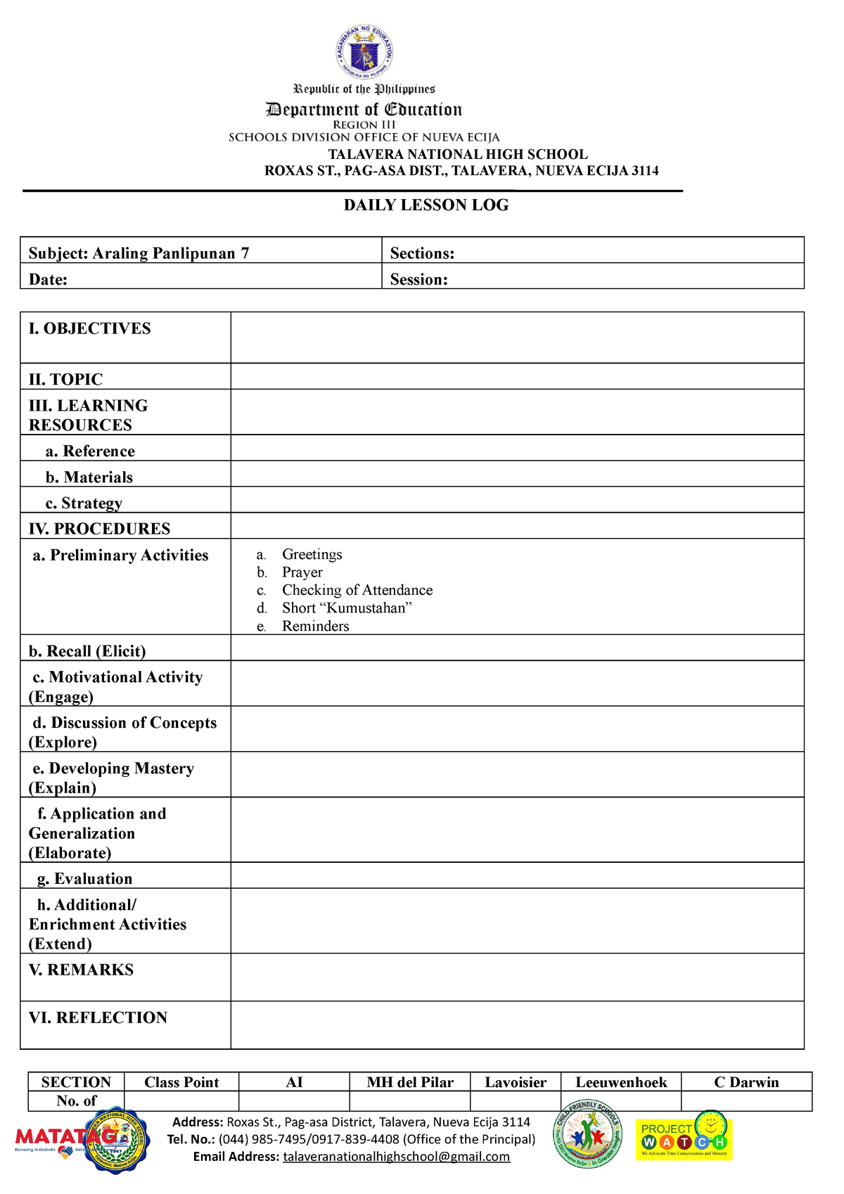 Daily- Lesson-LOG Template-1 - TALAVERA NATIONAL HIGH SCHOOL ROXAS ST ...