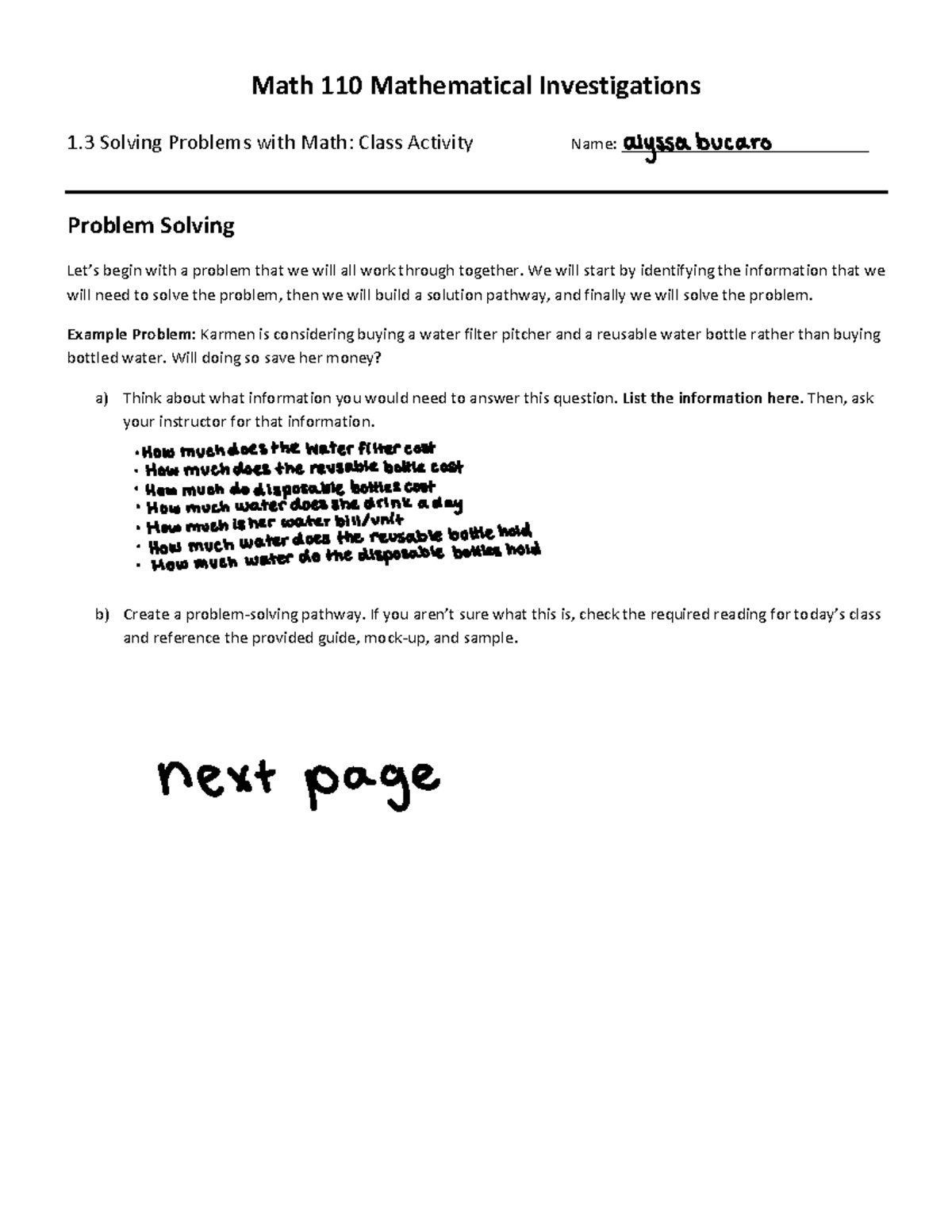 Notes math activity 2 - math 110 homework - Math 110 Mathematical ...