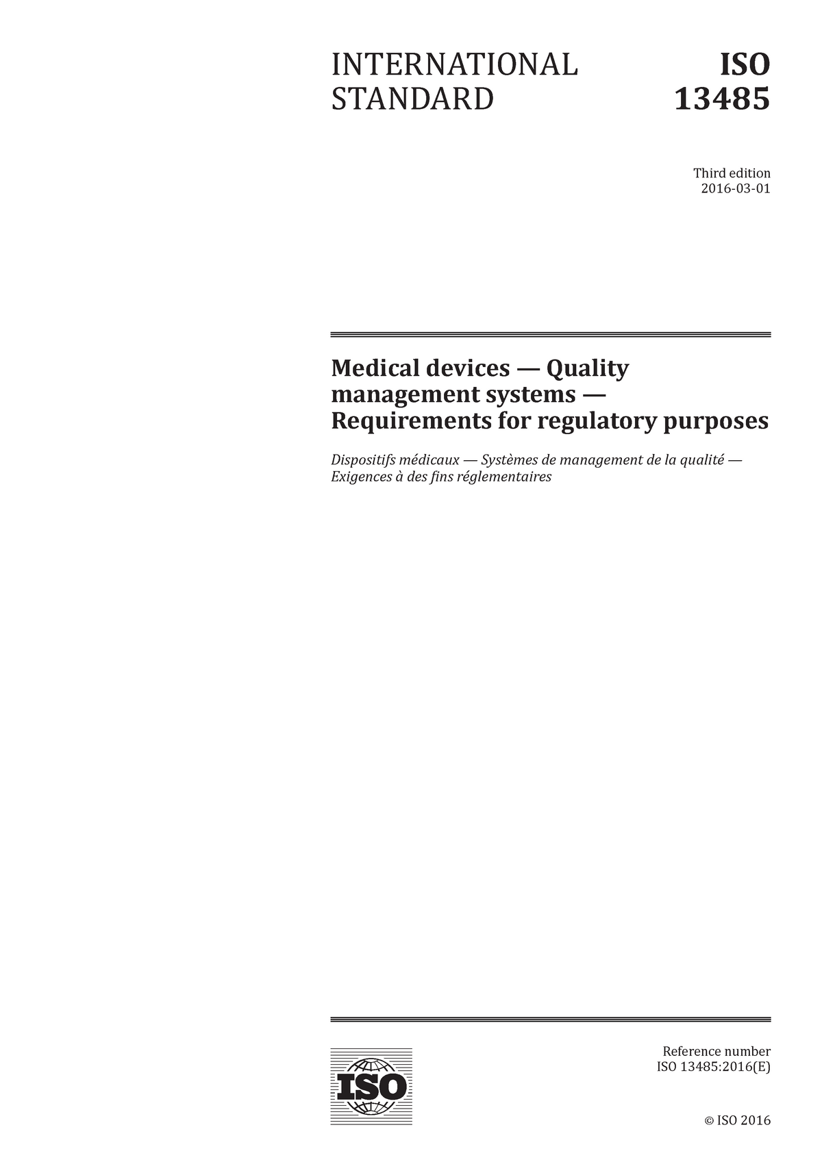 ISO 13485 2016 Ingles - © ISO 2016 Medical Devices — Quality Management ...