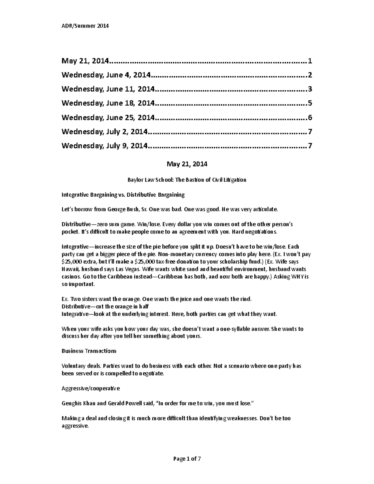 ADR notes - Outline - May 21, - Studocu