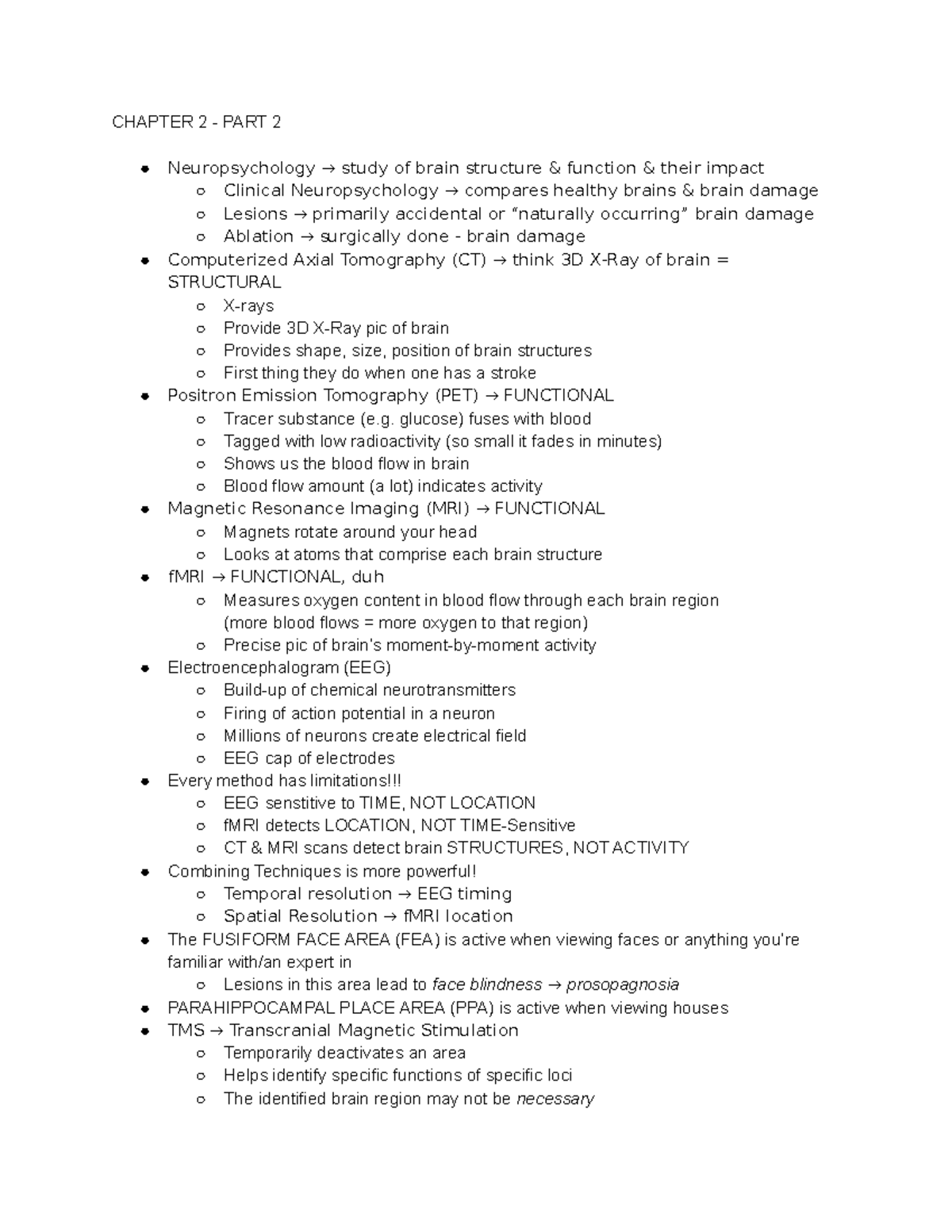 Lecture 2 - CHAPTER 2 - PART 2 Neuropsychology → Study Of Brain ...