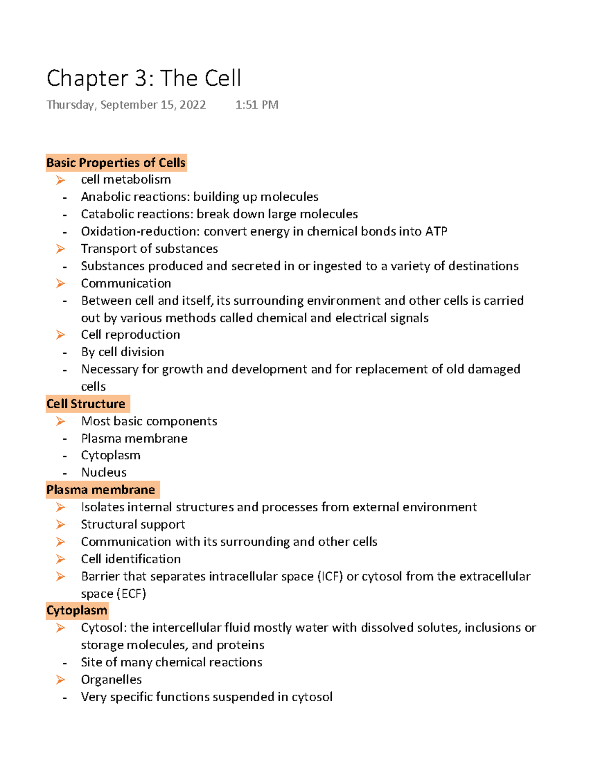 Chapter 3 The Cell - This Gives A Good Description Of A Cell Including ...