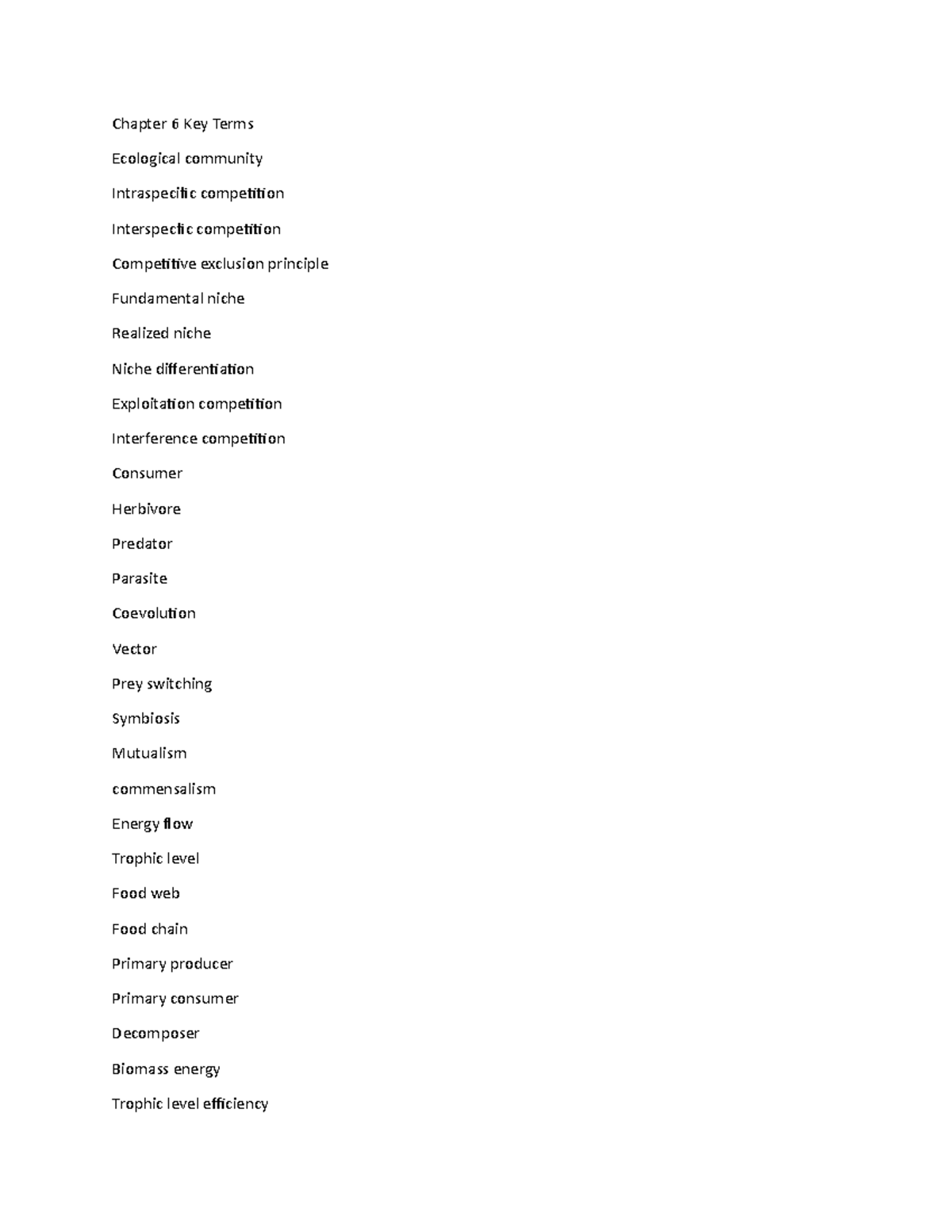 ENV 105 Ch6 Assignment 2022Sp - Chapter 6 Key Terms Ecological ...