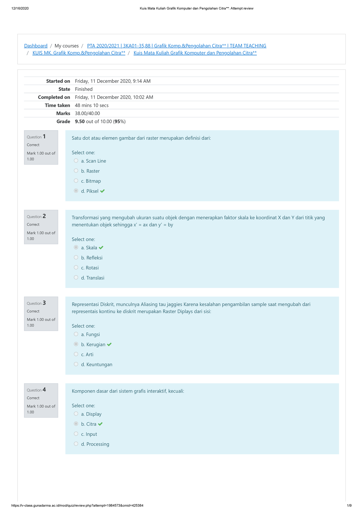 Kuis Mata Kuliah Grafik Komputer Dan Pengolahan Citra Attempt Review 1 