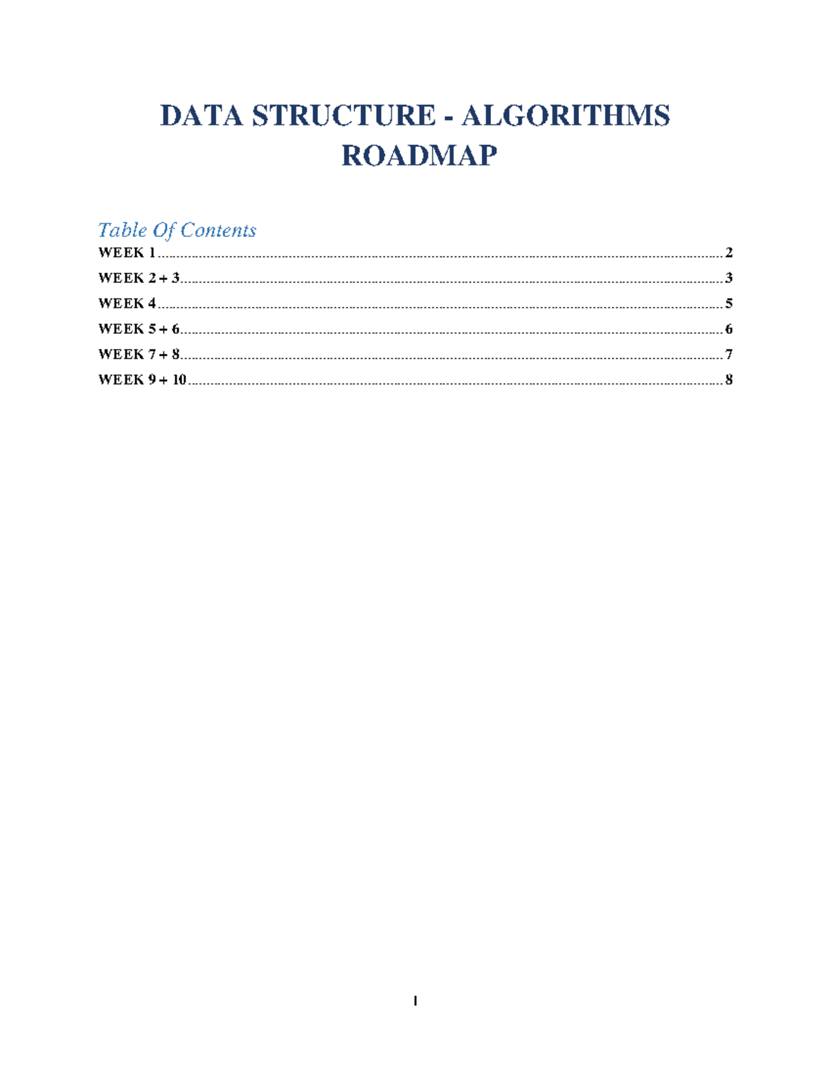 Road Map - require - DATA STRUCTURE - ALGORITHMS ROADMAP Table Of ...