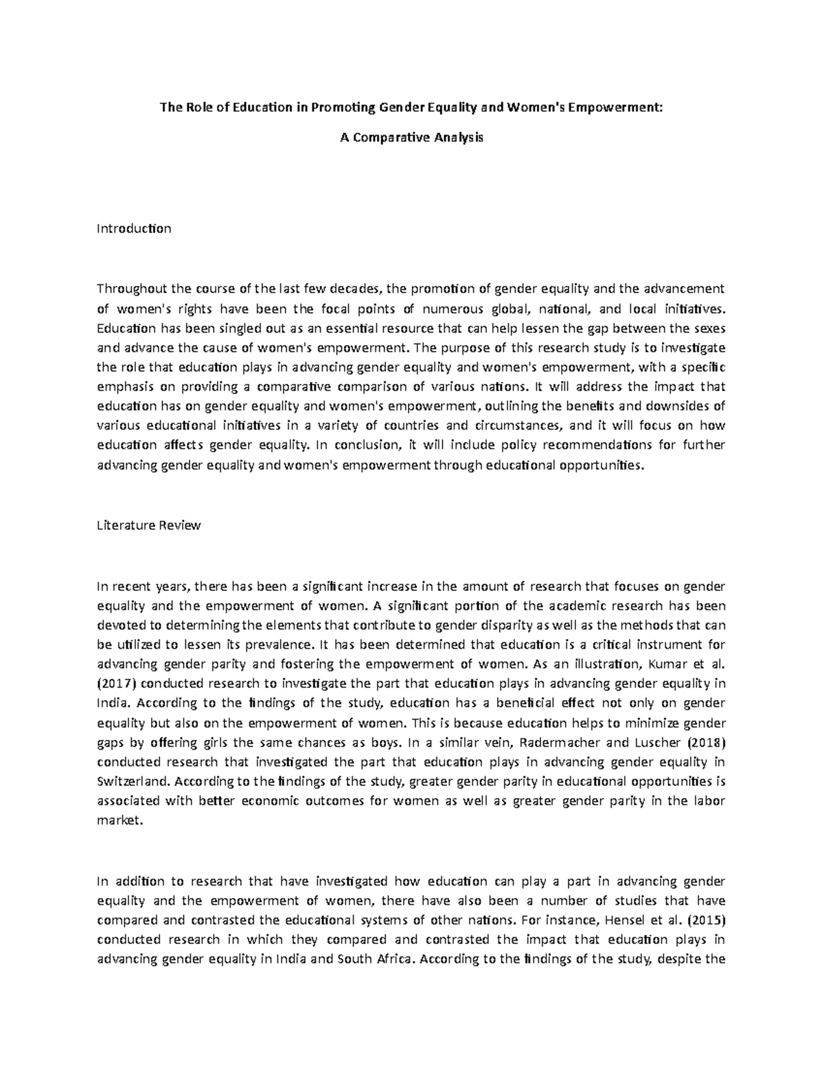 The Role of Education in Promoting Gender Equality and Women 2 ...