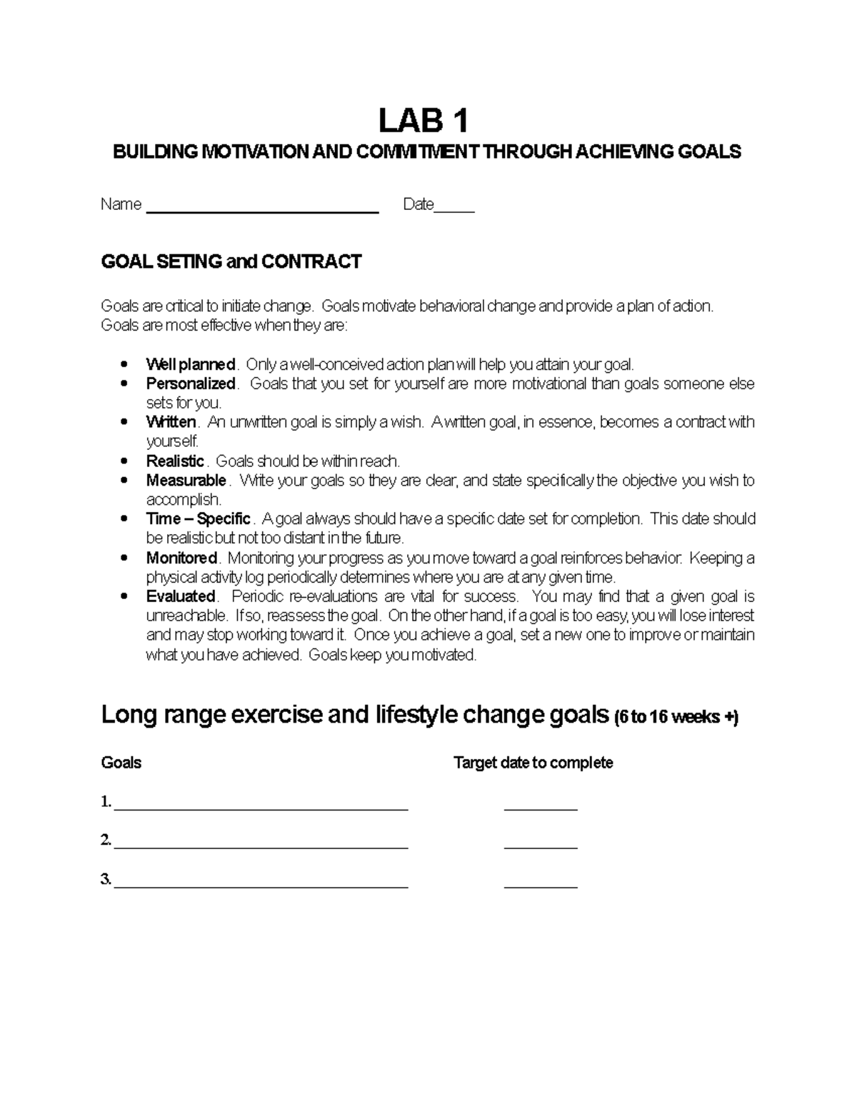 Labs 1 Goals 2023 blah LAB 1 BUILDING MOTIVATION AND COMMITMENT