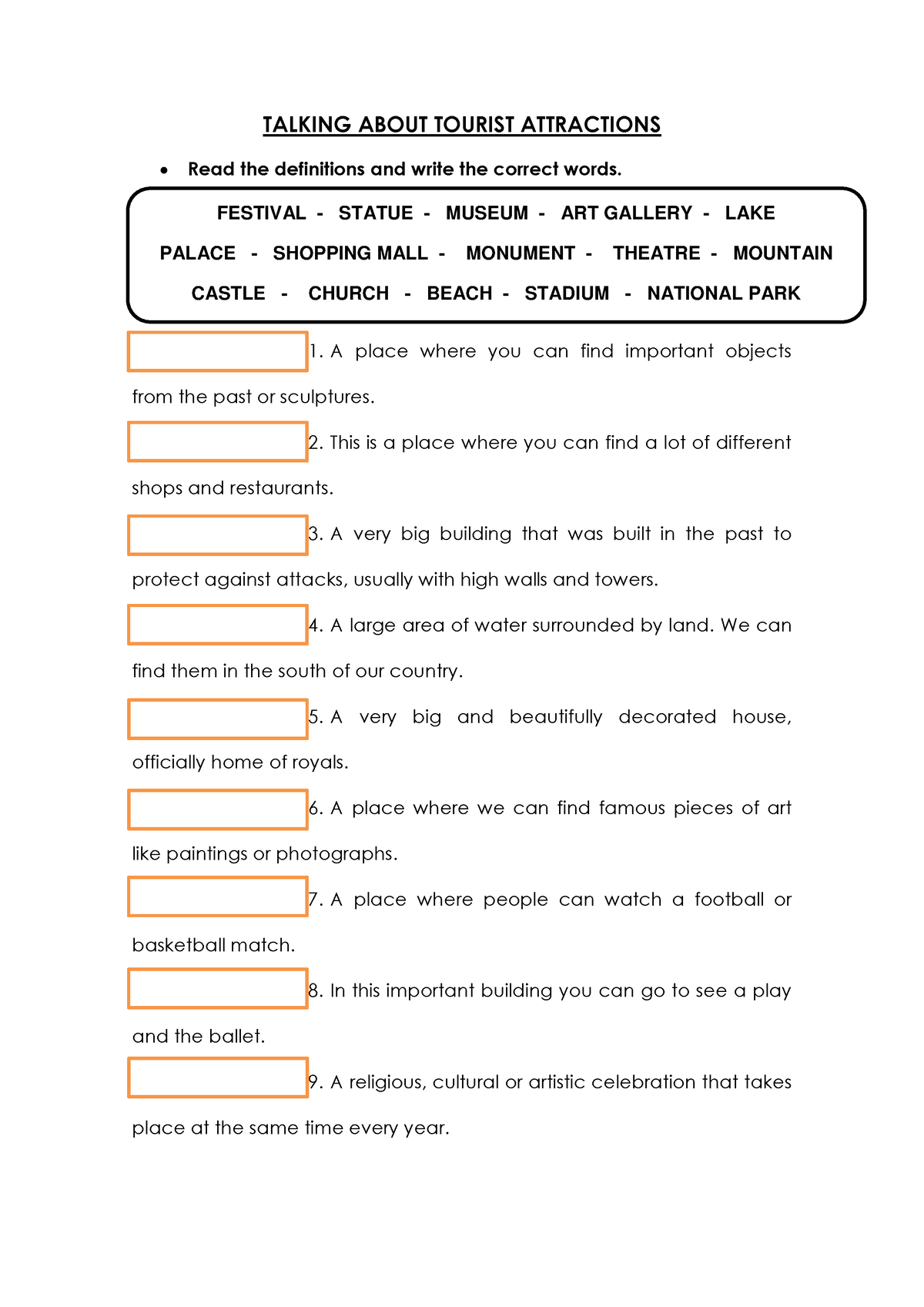 write an essay classifying tourist attractions