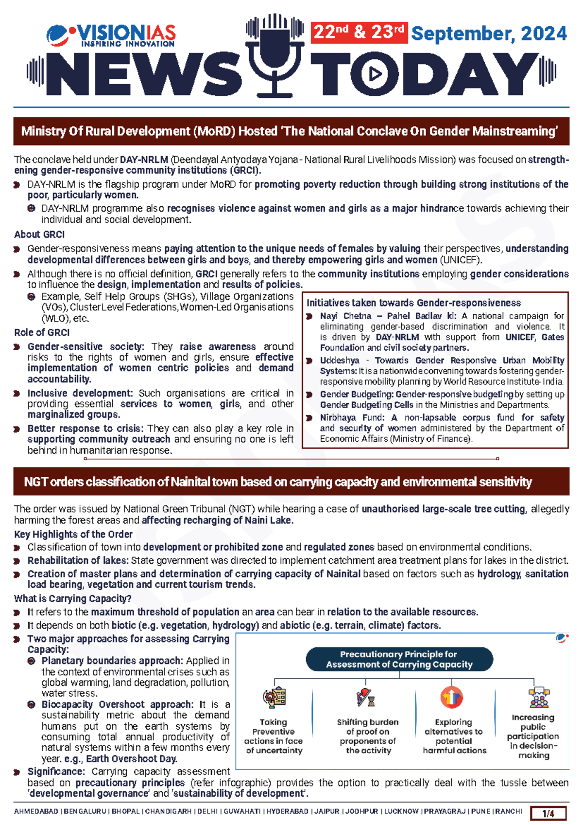 Vision IAS Daily Current Affairs 22 & 23 September 2024 - The order was ...
