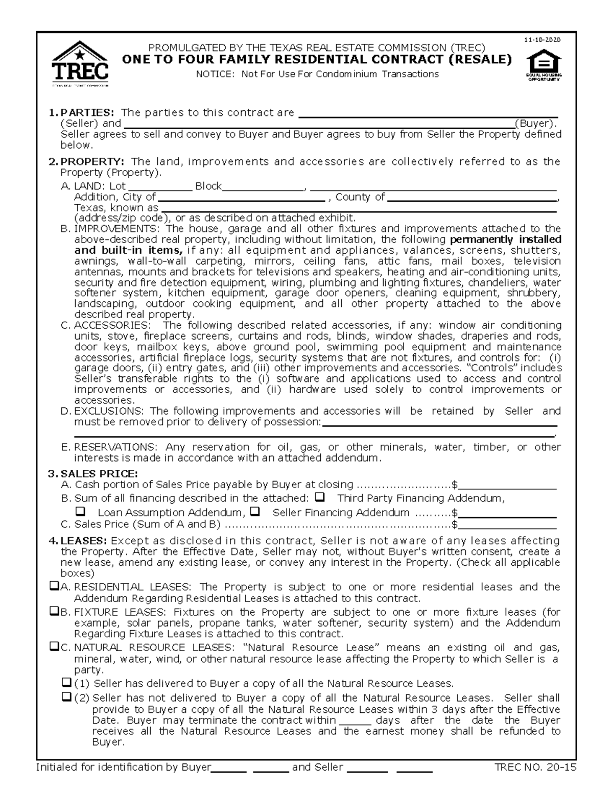 14 Family hello PROMULGATED BY THE TEXAS REAL ESTATE COMMISSION