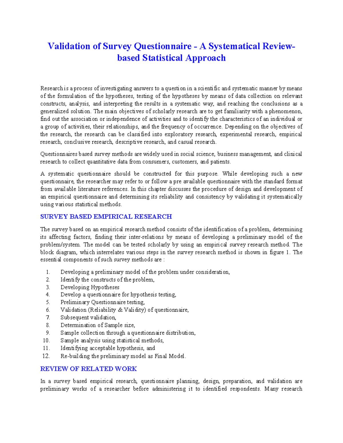 Data Validation and Reliability - Validation of Survey Questionnaire ...