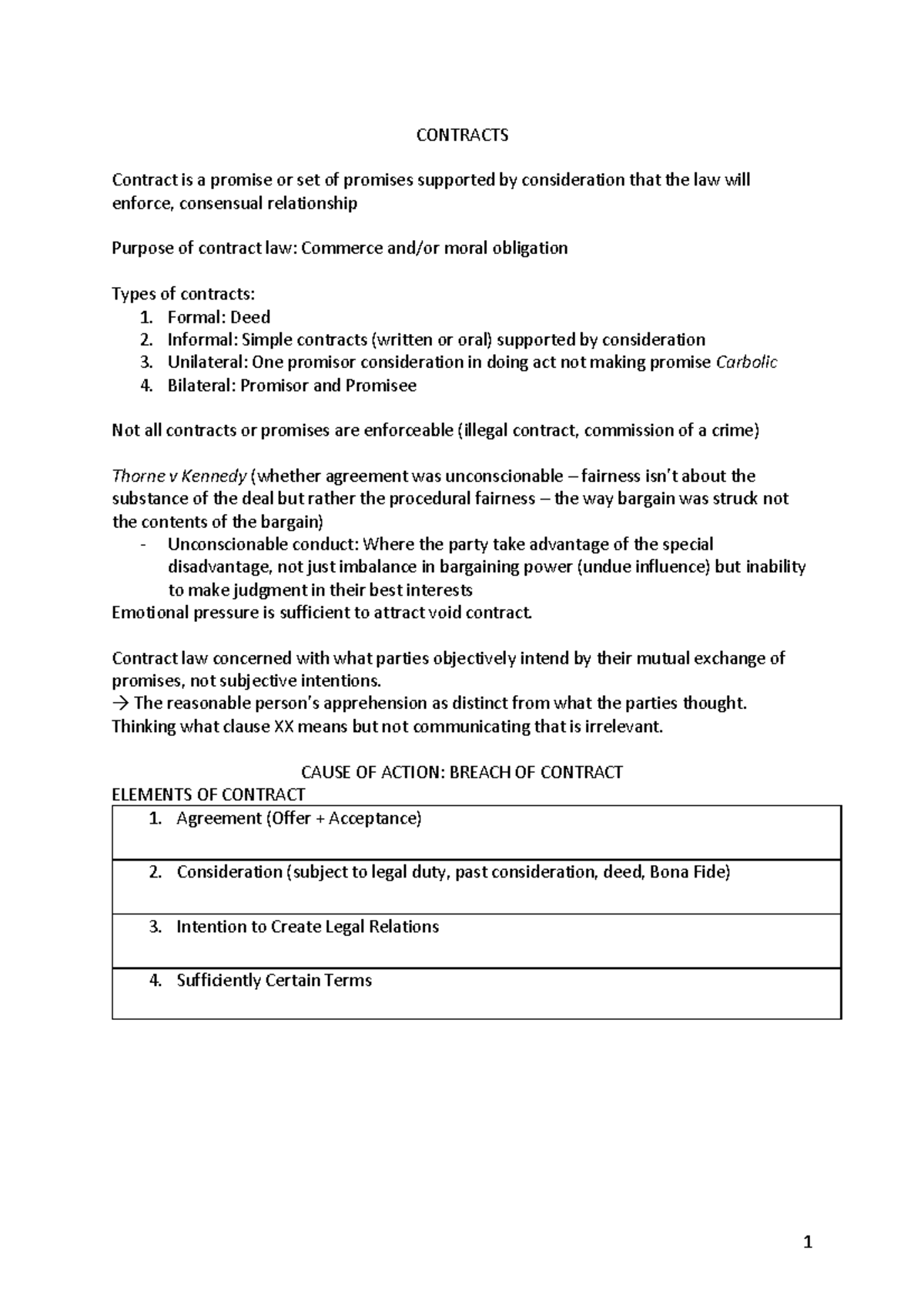 Laws1015 - Lecture notes 1-19 - CONTRACTS Contract is a promise or set ...