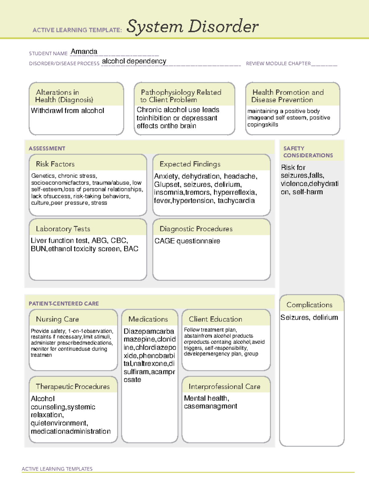 Temp. B 8 - Template - ACTIVE LEARNING TEMPLATES System Disorder ...