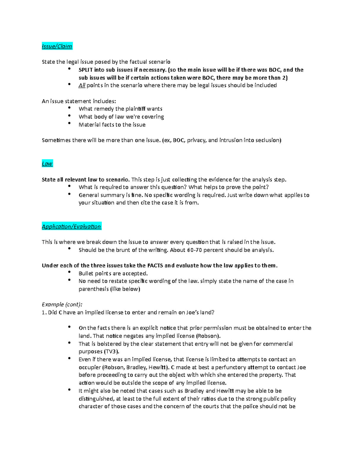 Cleo formula cleo summary Issue/Claim State the legal issue posed