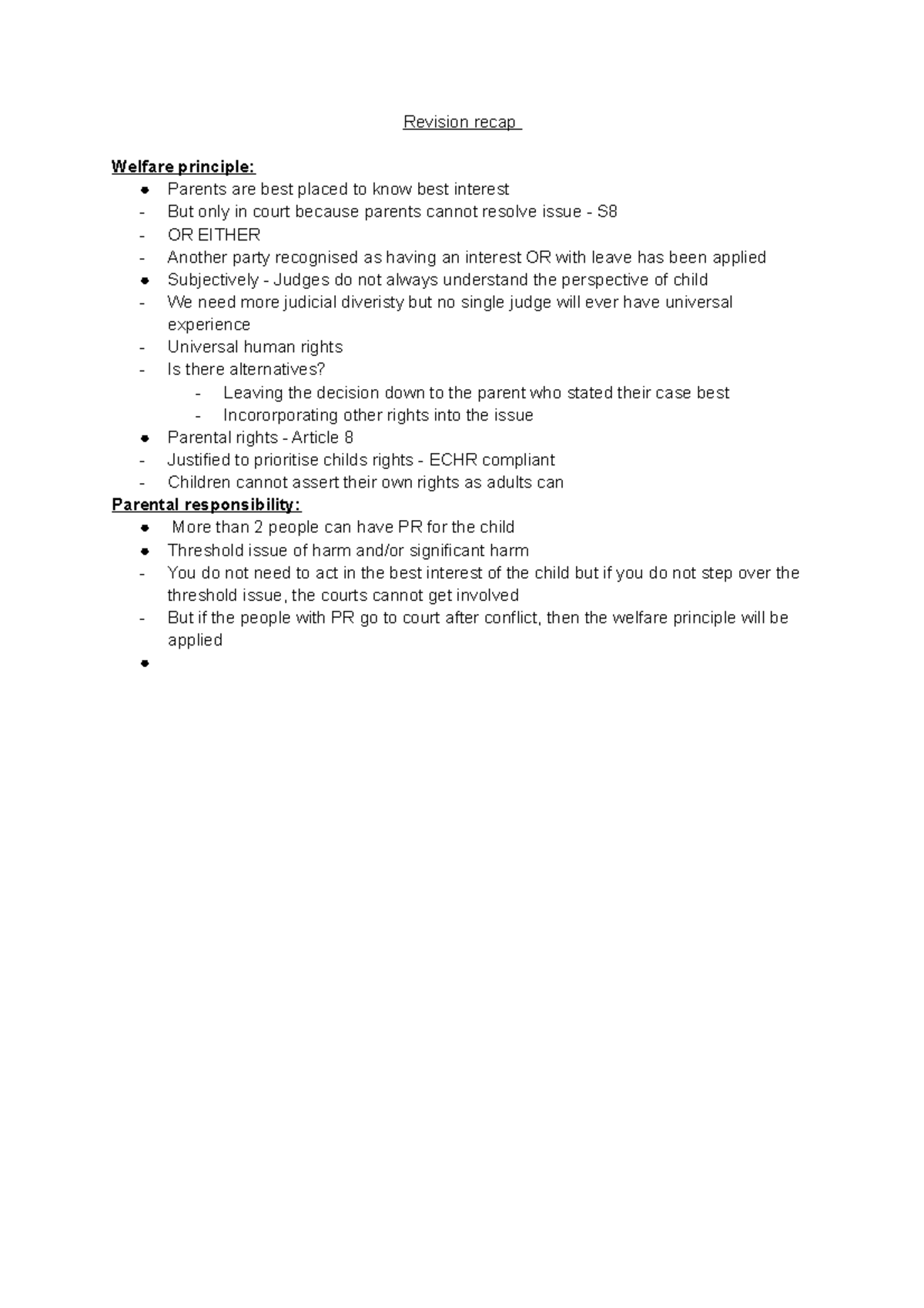 Revision recap - general structure for parental responsibility ...