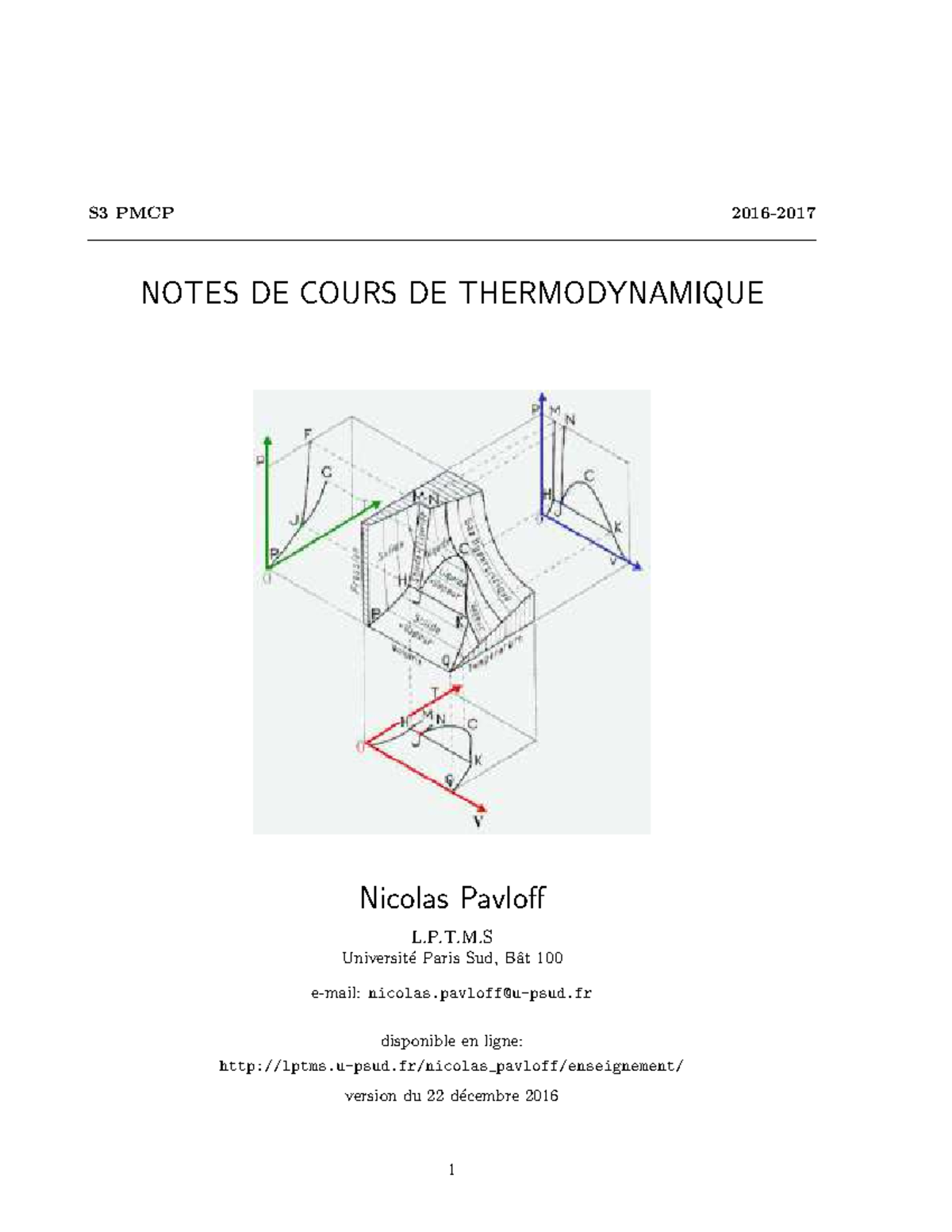 Thermodynamique II resume 01 - S3 PMCP 2016- NOTES DE COURS DE ...