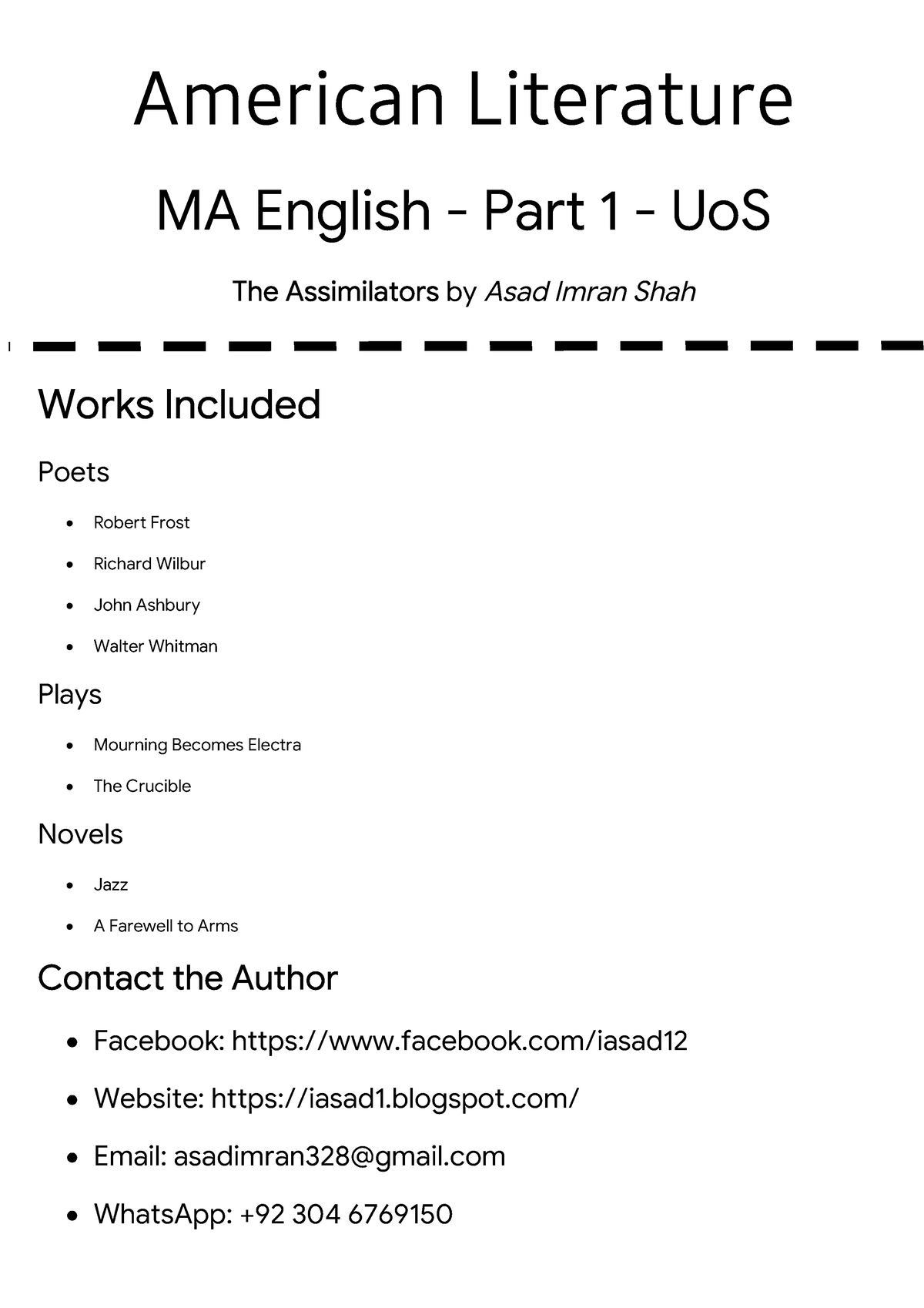 American+Literature - Notes - American Literature MA English - Part 1 ...