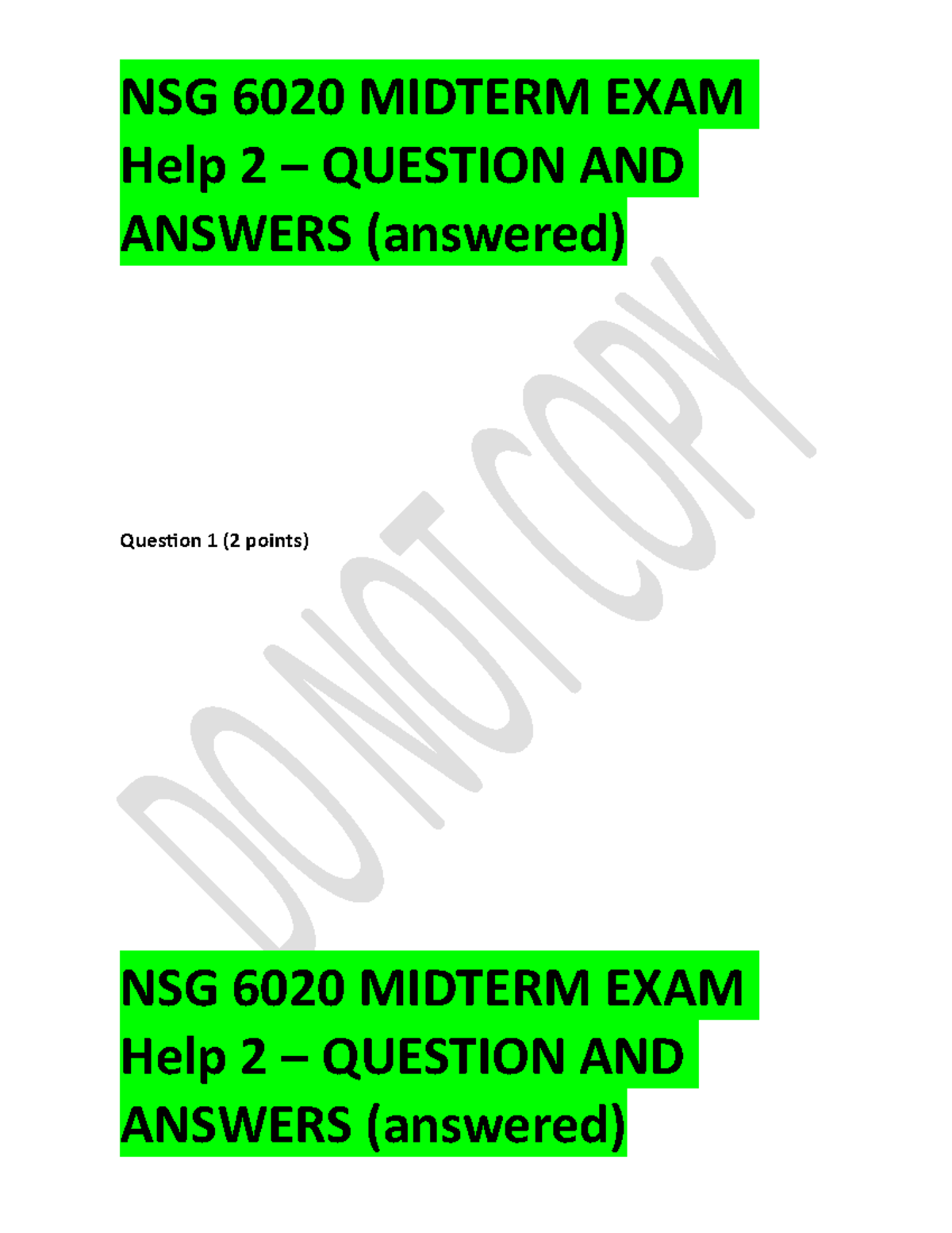 Stuvia 1148972 Nsg 6020 Midterm Exam Help 2 Question And Answers En Gt ...