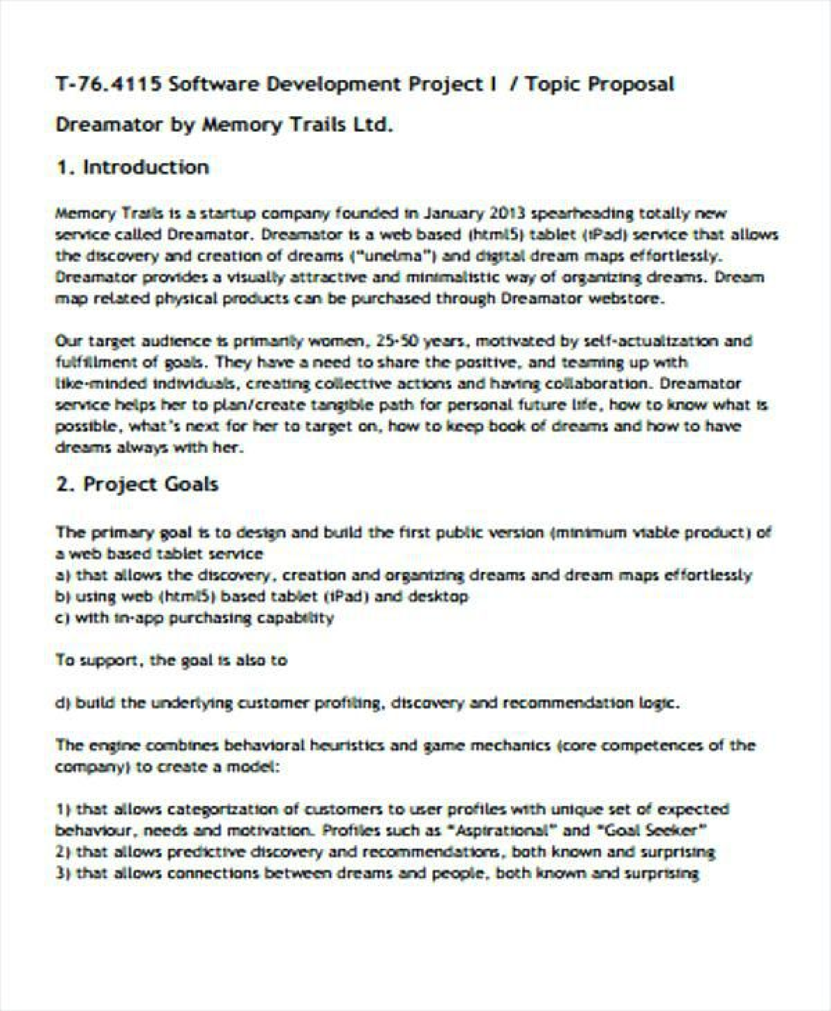 Software Project Proposal Document Example - Information Technology 