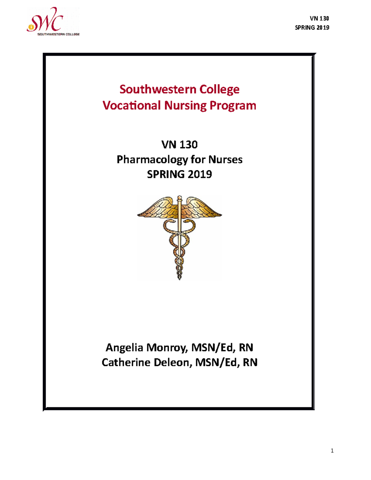 VN+130+-+Syllabus+-+ Spring+2019 - Southwestern College Vocational ...