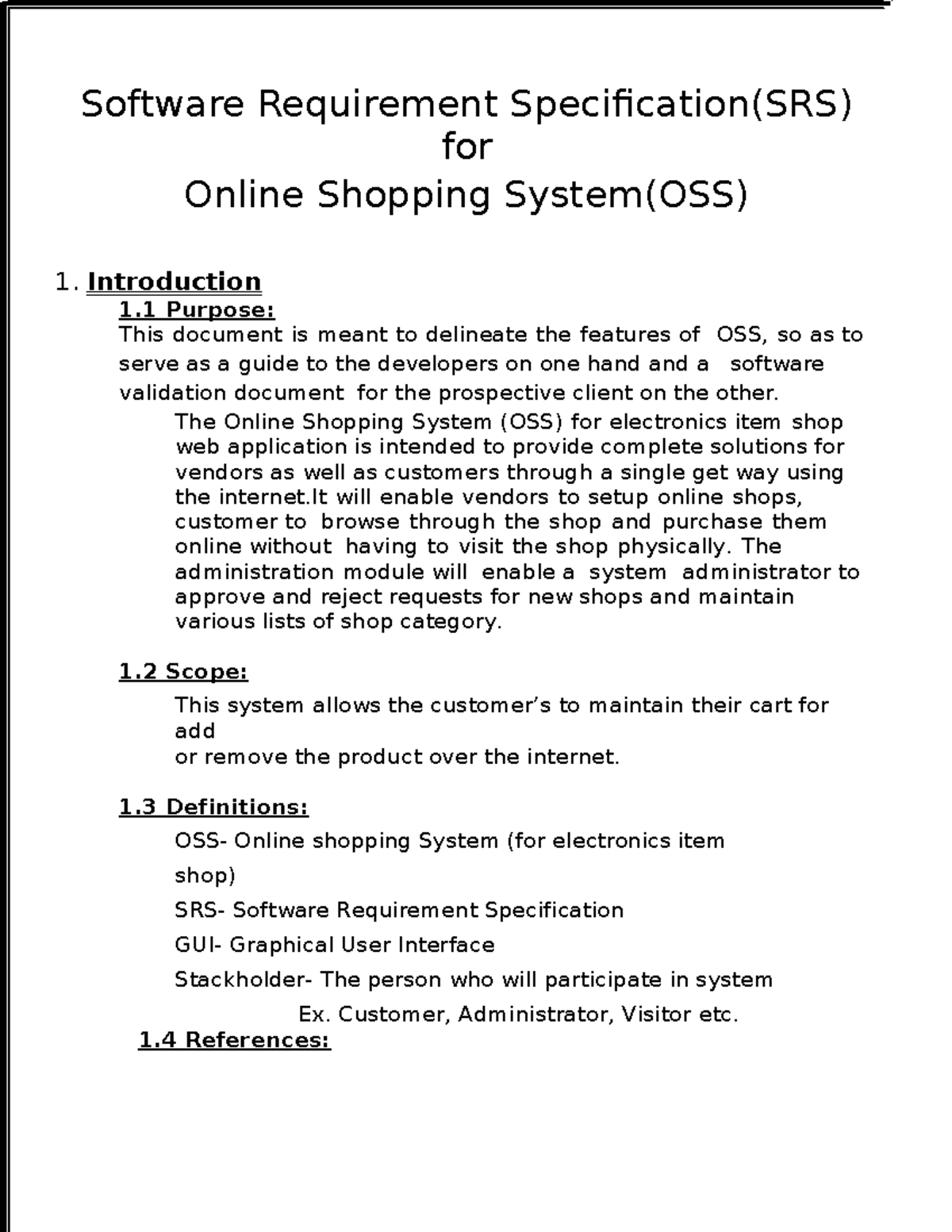 Sample SRS - Software Requirement Specification(SRS) for Online ...