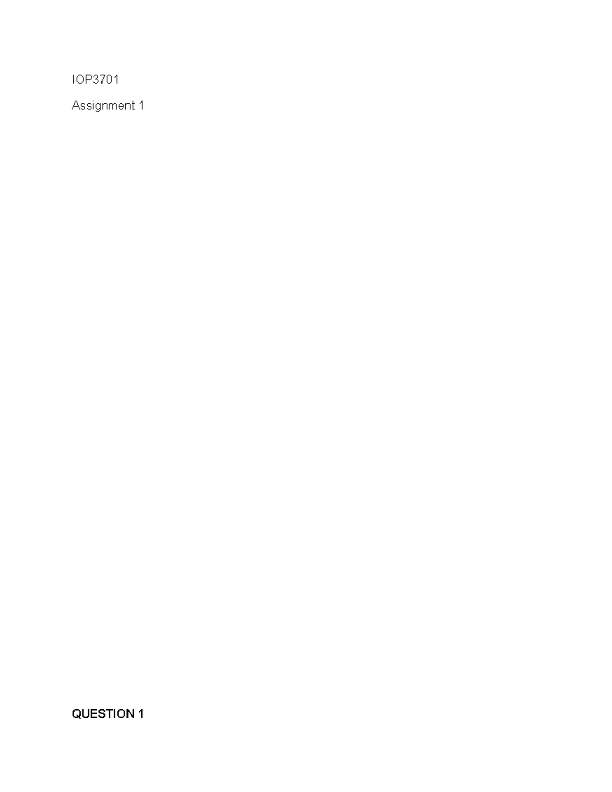 IOP3701 Assignment 1 - IOP Assignment QUESTION The Employment Equity ...