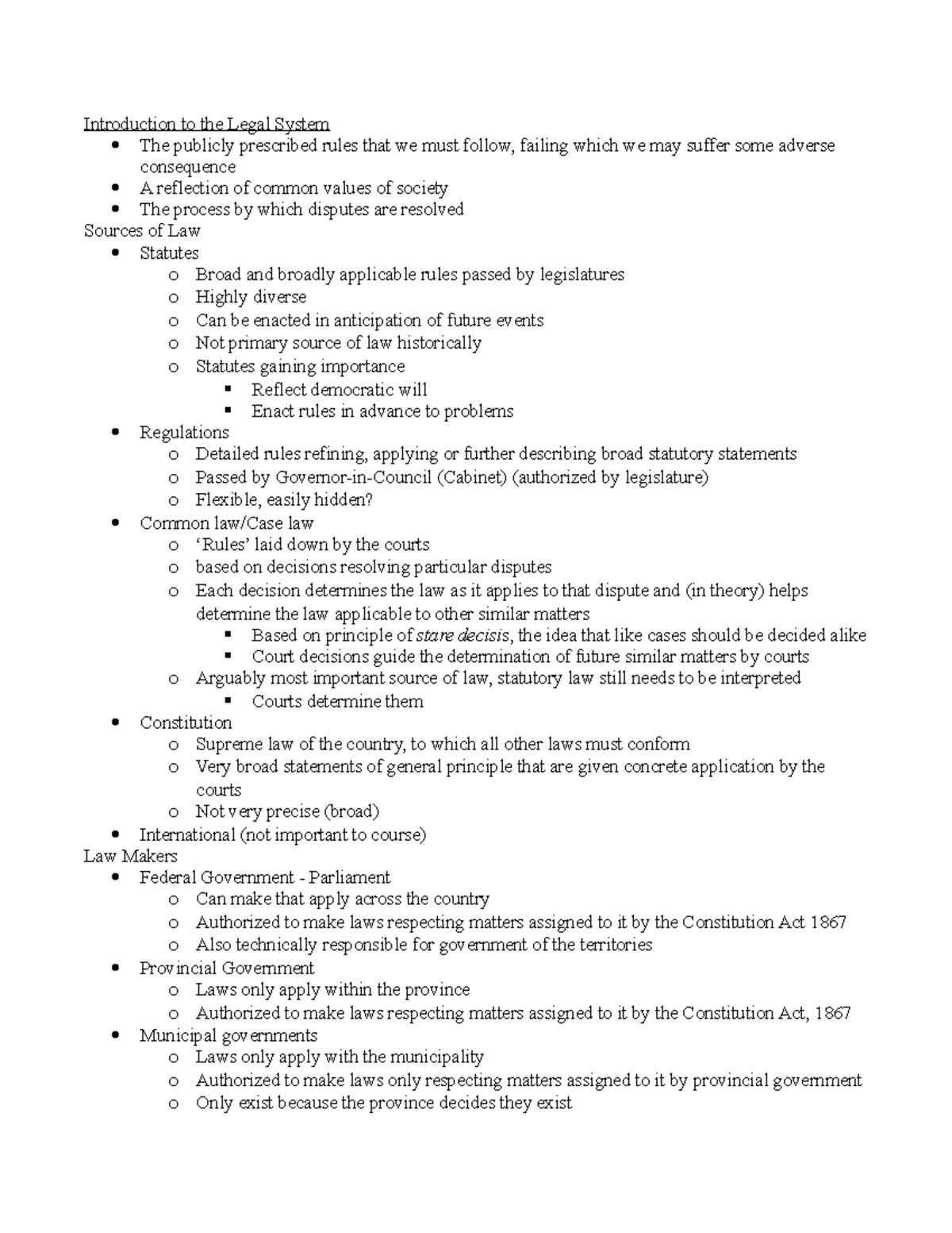 Summary - Introduction To The Legal System - Introduction To The Legal ...